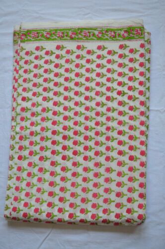 Indian Hand Block Print 1428 Fabric Running 2.5Yard Sanganeri Cotton New Floral* - Picture 1 of 6