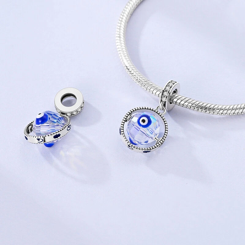 MULA Original Teufel Auge Dangle DIY Charm AAA CZ Für Armband 925 Versilbert - Bild 4 von 4