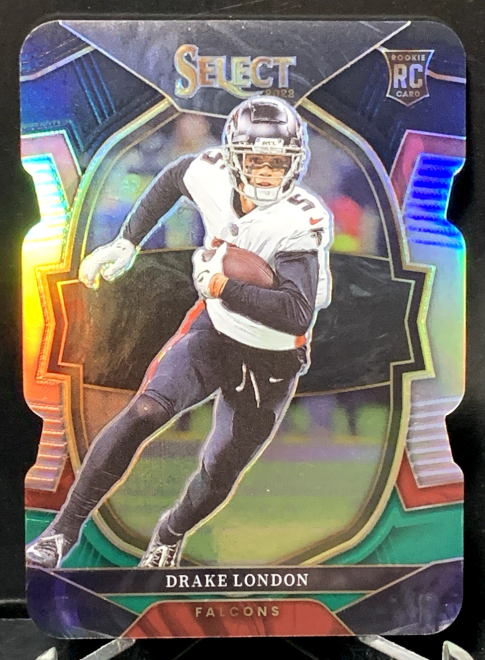 Drake London RC - 2022 Panini Select Concourse Black Green Prism Die-Cut SP #35