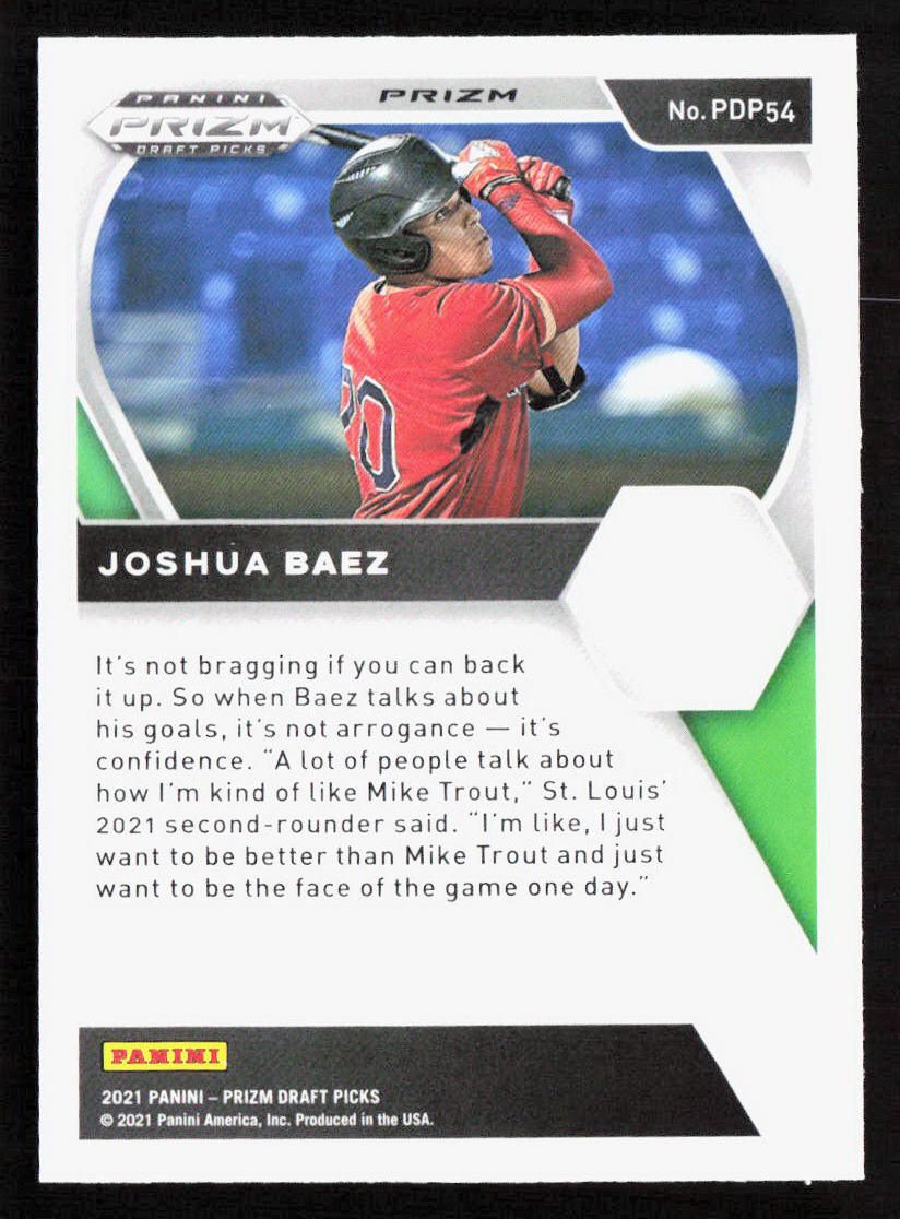 2021 Panini Prizm Draft Picks Joshua Baez Red #PDP54 Dexter School