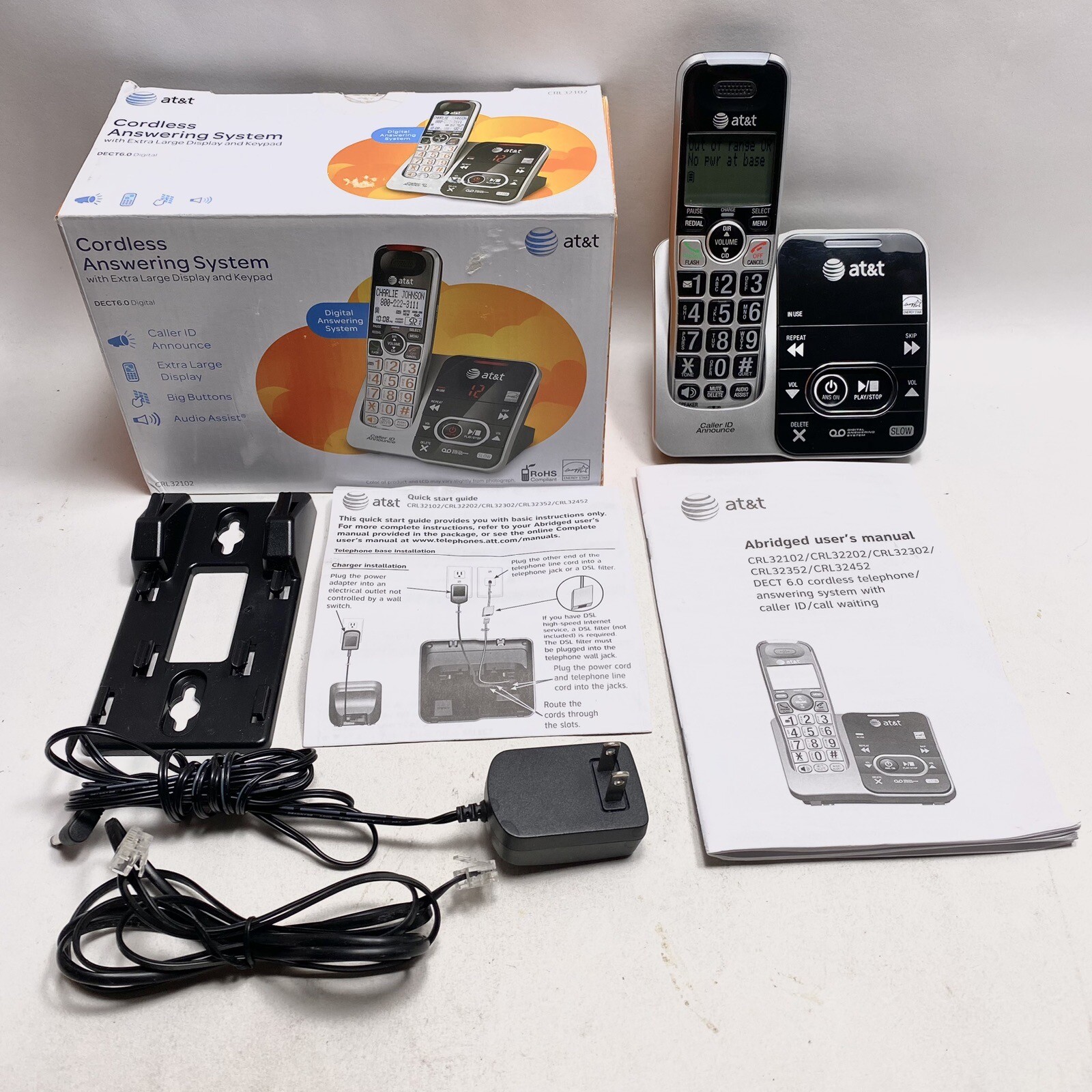 AT&T CRL32102 DECT 6.0 Cordless Phone with Caller ID & Digital Answering Machine