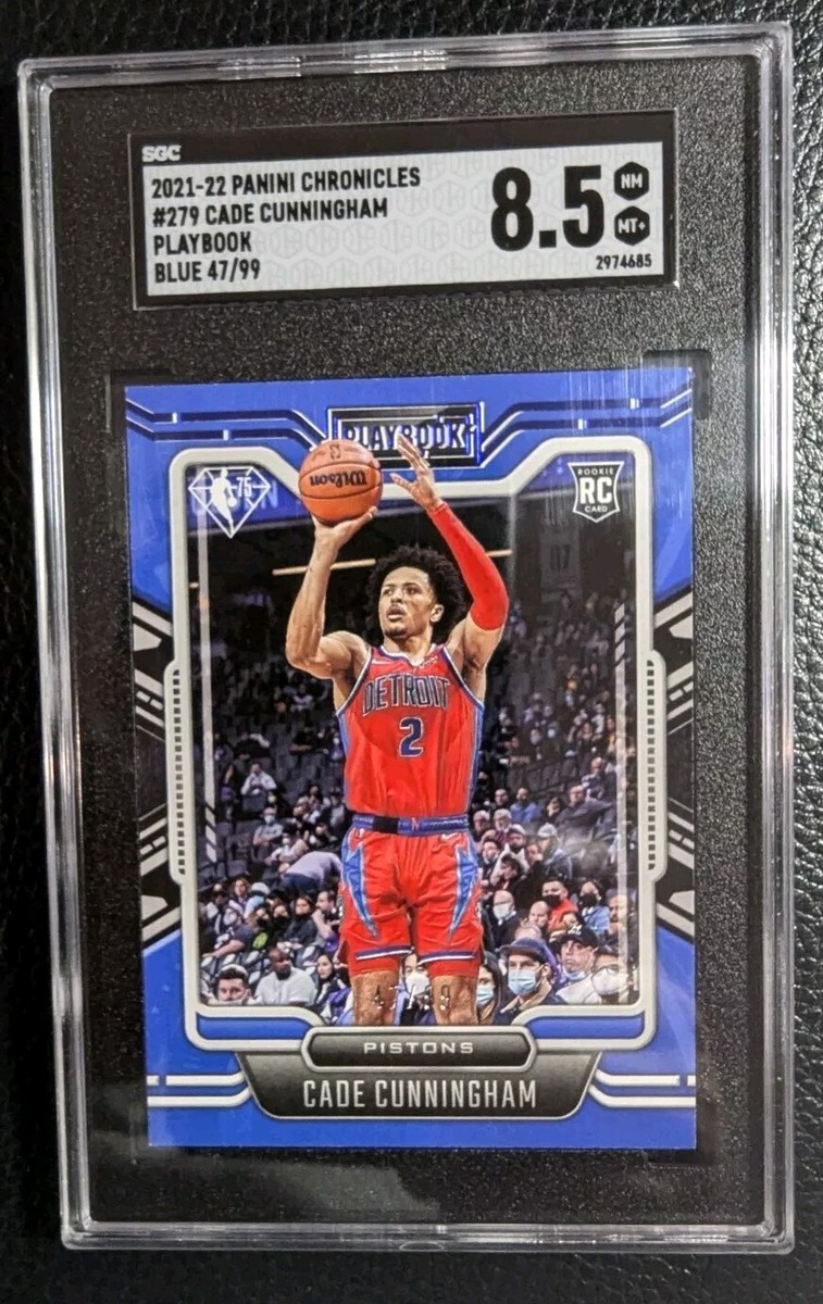 2021 CHRONICLES PLAYBOOK BLUE #279 CADE CUNNINGHAM ROOKIE #47/99