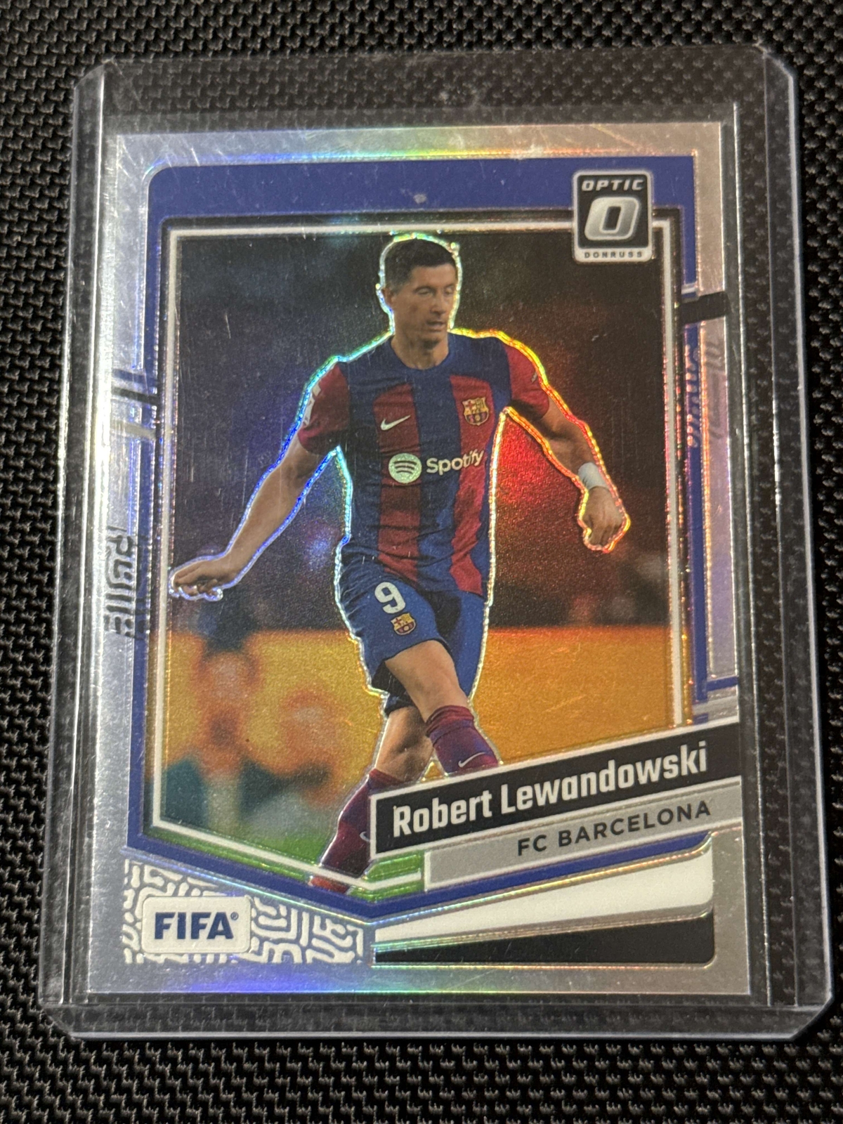 2023-24 Panini Donruss Optic FIFA #113 Robert Lewandowski Silver Holo Barcelona