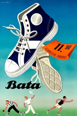 Poster Poster Poster Advertising Fashion Shoes Bata Vintage Print 50x70 Cm.