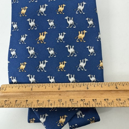Salvatore Ferragamo Blue Camel Print Tie Mens Silk Italy - Picture 8 of 8