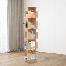 5 Tier 360° Rotating Bookshelf Bookcase Storage Shelf Freestanding Display Rack