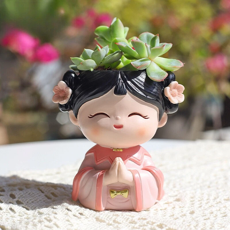 Vaso de flores suculento de resina decoração criativa para casa pequena micro paisagem - Imagem 4 de 4