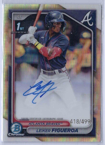 Leiker Figueroa - 2024 1st Bowman Chrome Rookie Refractor Auto /499 - Braves