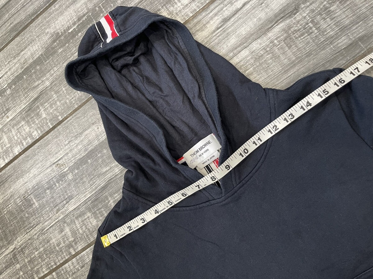 Thom Browne Navy Pullover Jersey Hoodie Center-Back Stripe