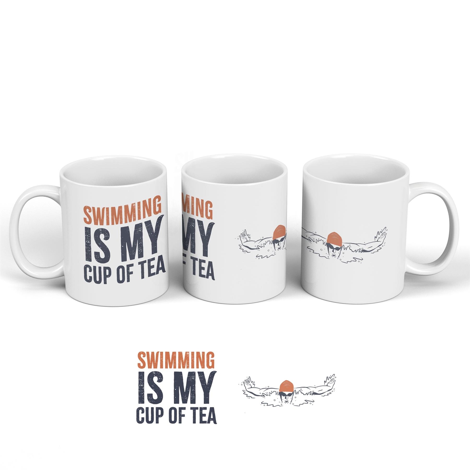 Swimming Is My Cup Of Tea Humorous Hobby Typography Ceramic Classic Mug