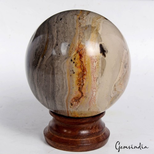 0.65 Kg Natural Untreated BI-Color Forest Agate Huge Gem Sphere Crystal Healing - Picture 4 of 7