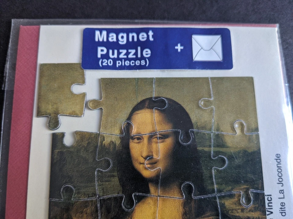 Vintage France souvenir Mona Lisa Art Leonardo da Vinci Magnet Puzzle 20 pieces - Image 4 of 4