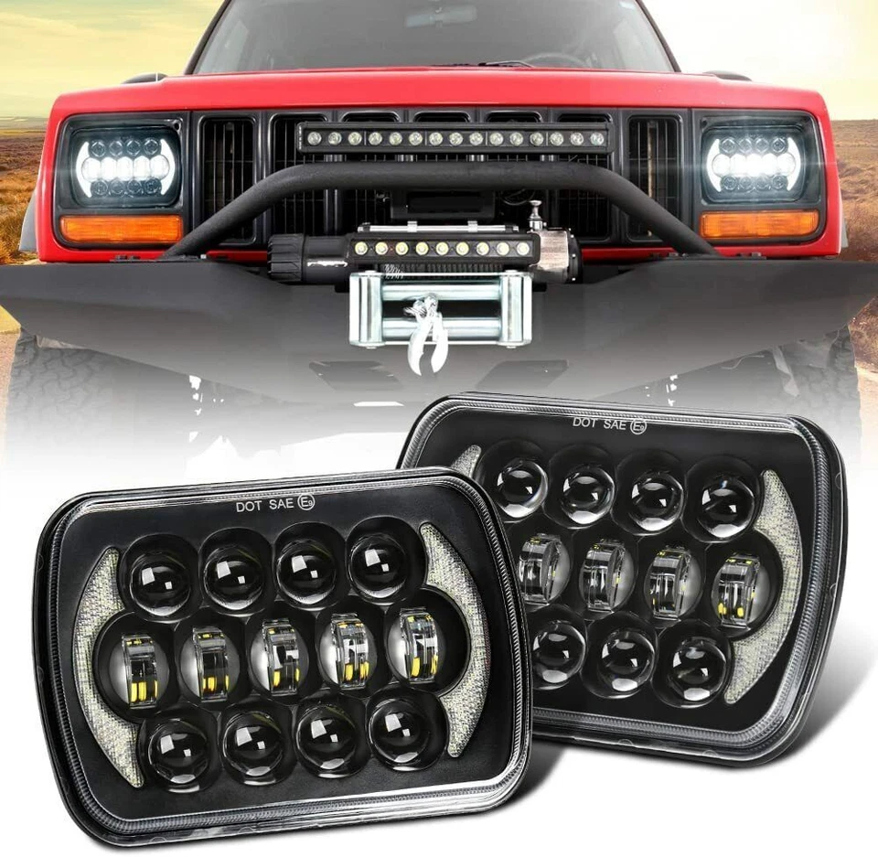 For Pontiac Fiero 84-88 Firebird 82-90 7x6'' LED Headlight Hi-Lo Sealed Beam DRL Foto 3 de 4