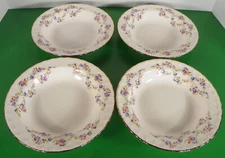 Vintage Pope Gosser BLUE BELLE Rim Soup Bowl (s) LOT OF 4 Pink Blue Flowers