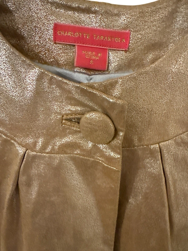 Chaqueta de cuero dorada Charlotte Tarantola-S Foto 3 de 4