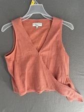 Madewell Vest Women’s XS Sleeveless Texture And Thread Line V-neck Western Peach