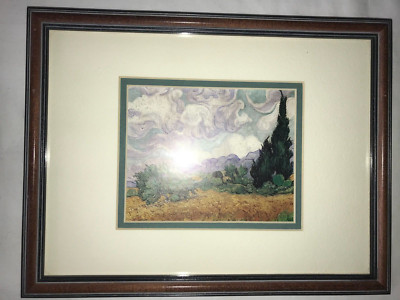 VINCENT VAN GOGH Art FRAME Print A CORNFIELD (Wheatfield) WITH CYPRESSES 13''×10''