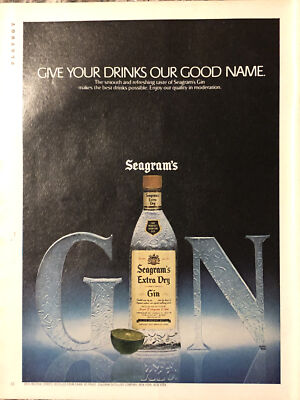 1980 Seagrams Extra Dry Gin VTG 80s PRINT AD Give Your Drinks Our