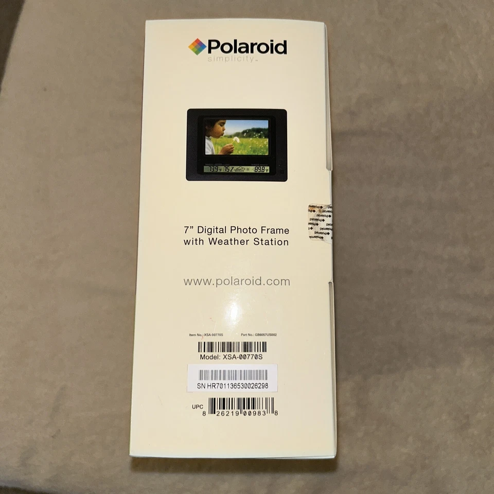 SEALED NEW Polaroid Simplicity 7" Digital Photo Frame Weather Station XSA-00770S - Image 2 of 4
