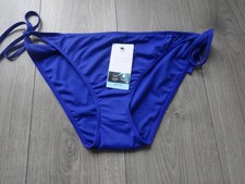 M S MARKS  SPENCER ELECTRIC BLUE SUN SMART TIE-SIDE BIKINI BOTTOMS UK SIZE 20