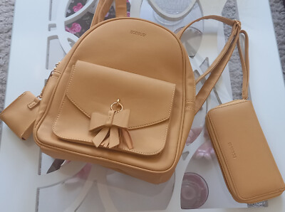 ECOSUSI Rucksack Schultertasche Handtasche klein wasserdicht Reise Pu Leder 