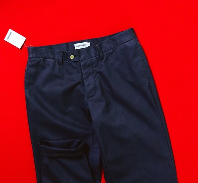 ALBERTO ASPESI Men 100% Cotton Chino Pants Size 50 / W33 Navy Blue Faded Trouser