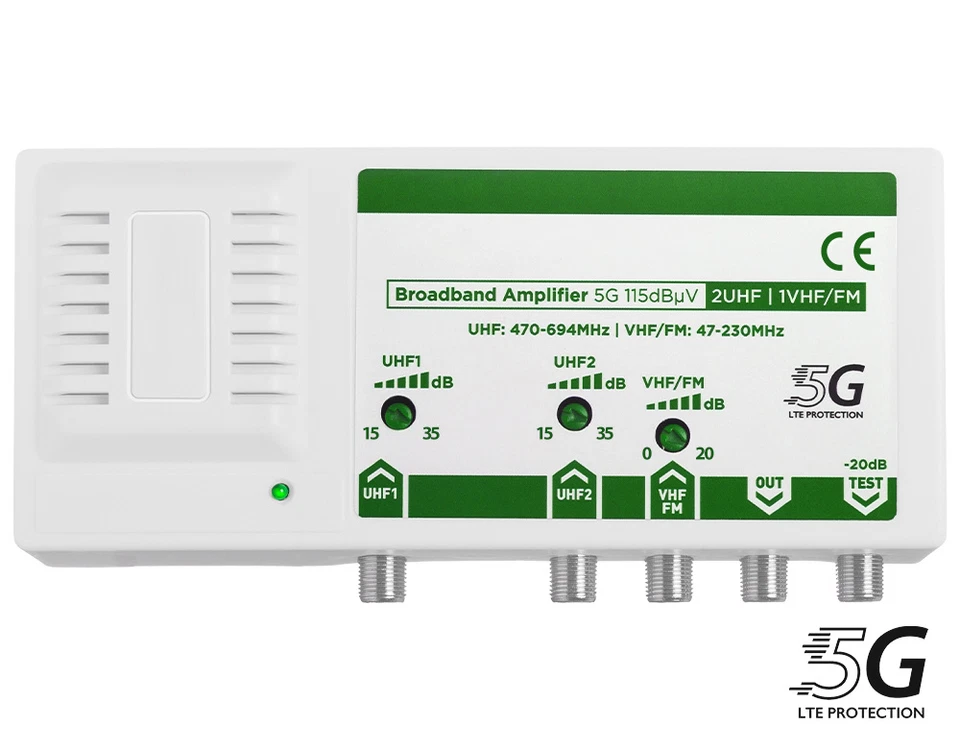 Centralino Antenna Tv Amplificatore Segnale Da Interno VHF UHF Con Filtro LTE 5G - Immagine 3 di 4