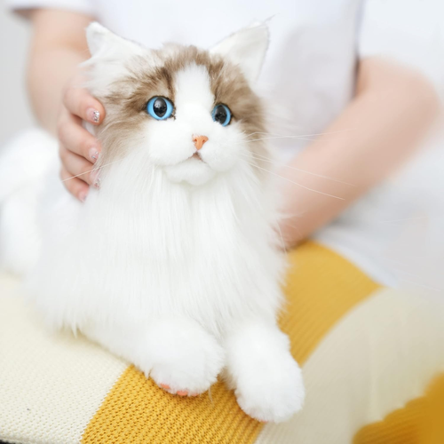 Stuffed Animals Handmade Cat Plush, Realistic Companion Pet, Lifelike White Cat - Picture 9 of 9
