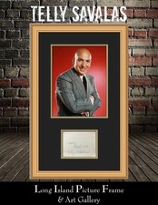 Telly Savalas Movie/TV Actor Signed Hotel Card Custom Framed Photo