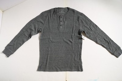 NWT Amazon Essentials Mens  Long Sleeve Pullover button crewneck dark grey SMALL