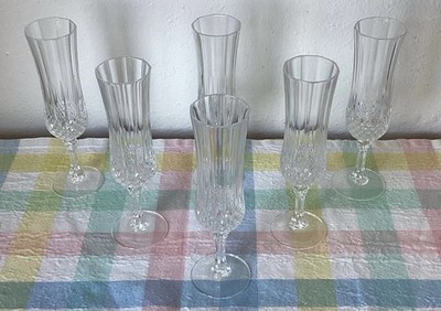 Cristal D'Arques Longchamp Champagne Flutes 8'' Set of 6 France