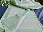 French 40s Art Deco Seafoam Rayon Silver Band Banquet Tablecloth 12 Npk Mono EVM — photo 4