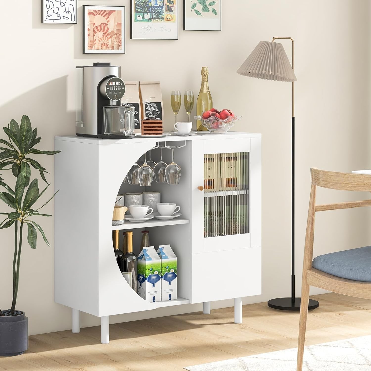 Modern Sideboard Buffet Cabinet with 2-Row Storage and Credenza Cupboard