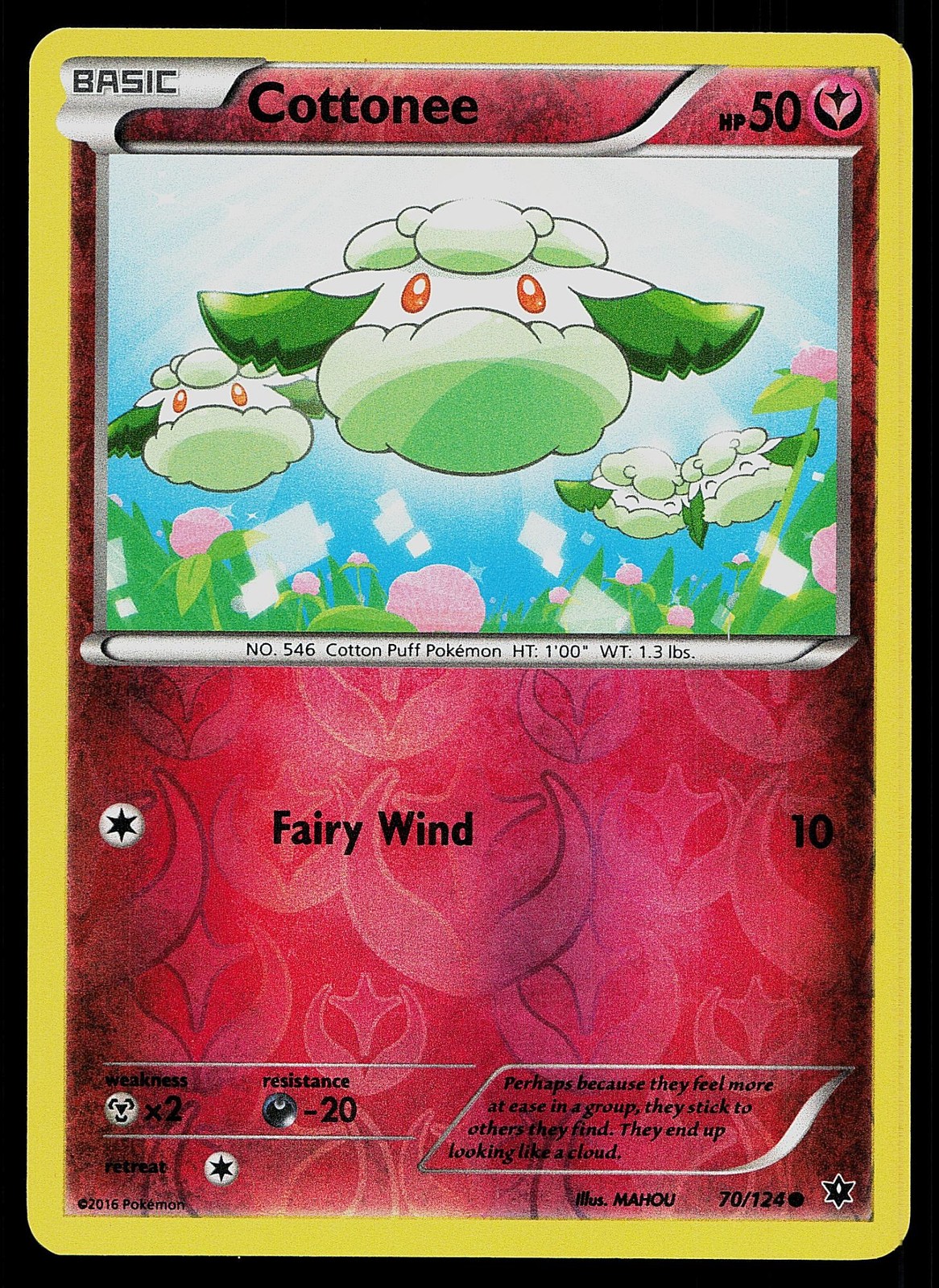 Pokemon Card Fates Collide Cottonee 70/124 Common Reverse Holo