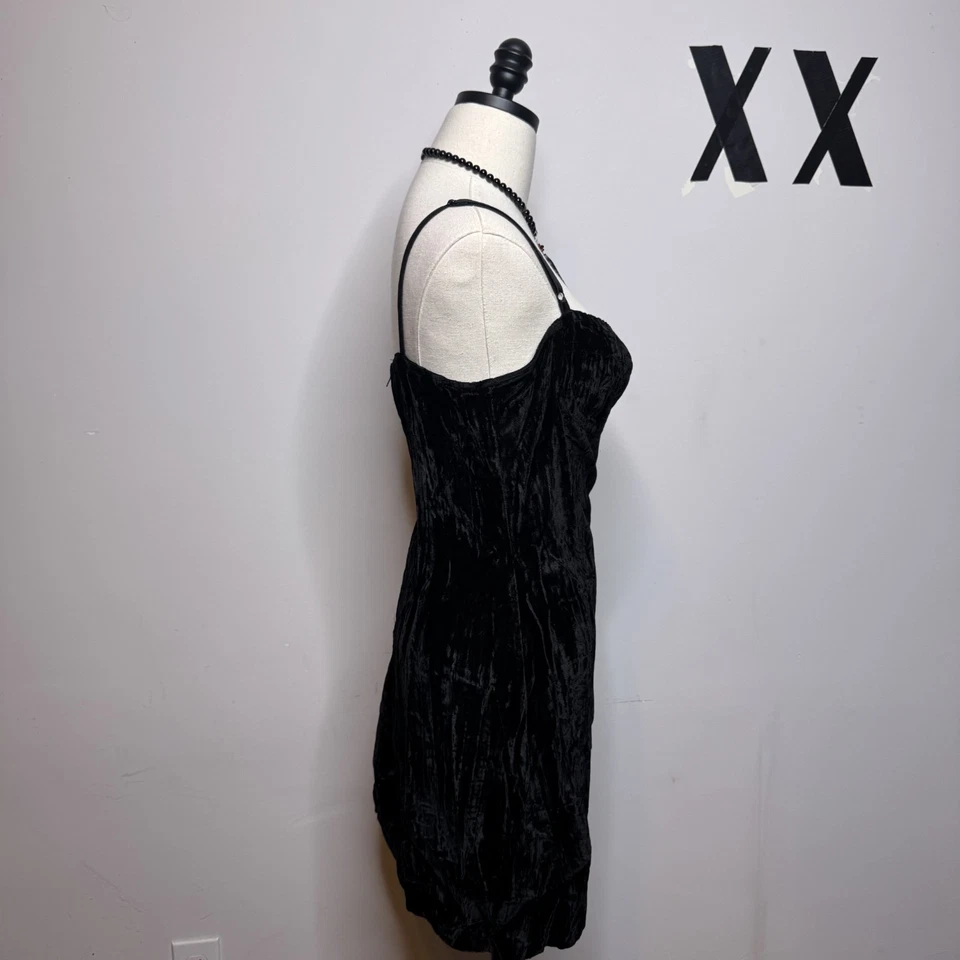 Mini Vestido De Colección TRIPP NYC Terciopelo Negro Club Gótico Original Etiqueta Rocket RARO S Foto 4 de 4
