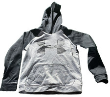 Under Armour Sweatshirt Hoodie Youth Sz LG Large Boys gray black Logo Loose Fit