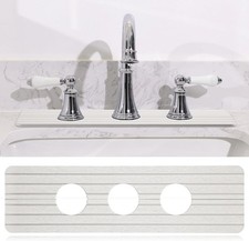 3 Hole White Faucet Mat for Kitchen Sink 16.1" x 5" Kitchen Faucet Diatomite Mat