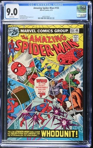AMAZING SPIDER-MAN #155 CGC 9.0 WP MARVEL COMICS APRIL 1976 - JOHN ROMITA COVER