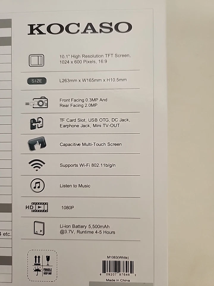 Kocaso M1063 Tablet 10.1in - Black New 1 GB DDR3  Camera Bundled W/ Red Case - Image 4 of 4