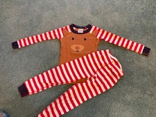 Hanna Andersson Bear Holiday Pajamas 120 EUC