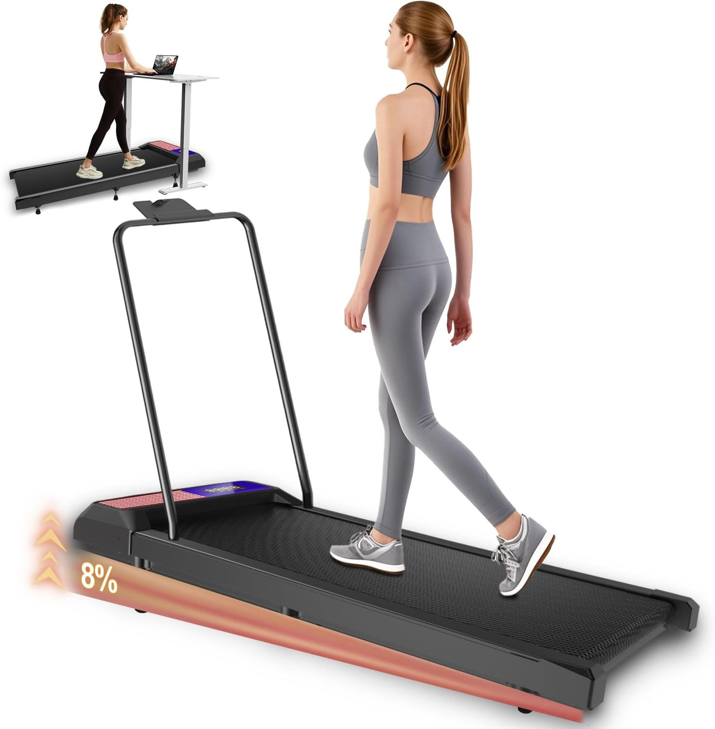 Walking Pad Treadmill with Incline - under Desk Treadmill, Small Walking Pad wit