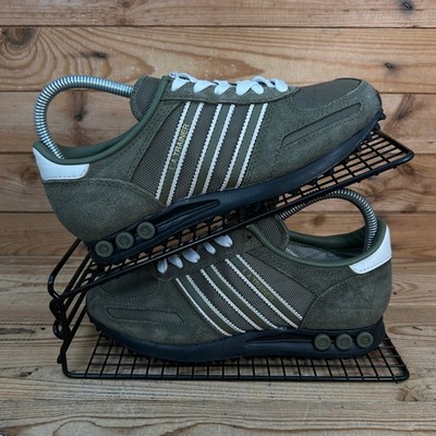 Adidas Turnschuhe Damen Größe UK 4 LA Trainer Olivgrün Wildleder Originals Schuhe