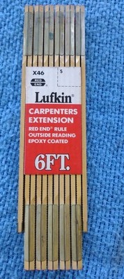 NEW Vtg Lufkin X-46 6' Red End Extension Wood Folding Rule Brass Slide USA 89809