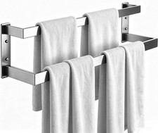 24 Inch Brushed Nickel Double Towel Bar SUS304 Stainless Steel Staggered Towel