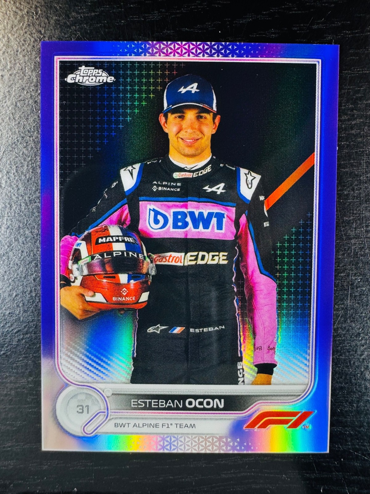 2022 Esteban Ocon Purple Refractor 97/399 Topps Chrome #41 F1 Formula 1