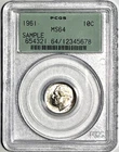 1961 Sample PCGS MS64 Roosevelt Silver Dime Gen 3.0 OGH Slab