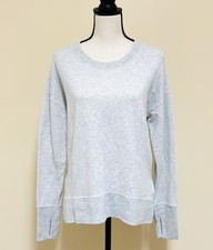 Athleta Womens Gray Speckled Sweatshirt Crew Neck Thumb Hole Cuffs Top Sz Small