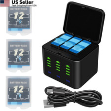 3-Pack 2000mAh Battery Charger Kit Triple Charge Case GoPro Hero 12 11 10 9 USA