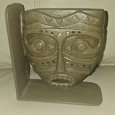 Tiki Tribal Mask Cast Iron Bookend 6" x 6.5"