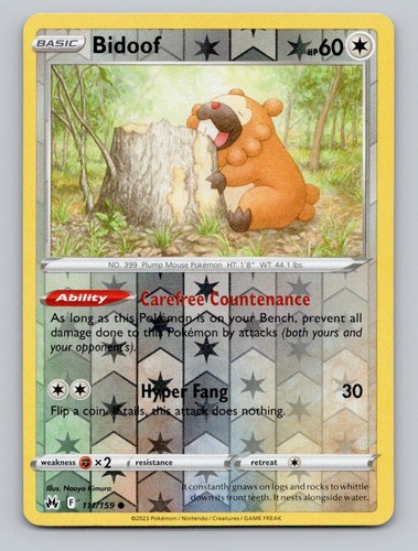 Bidoof 111/159 Crown Zenith Reverse Holo